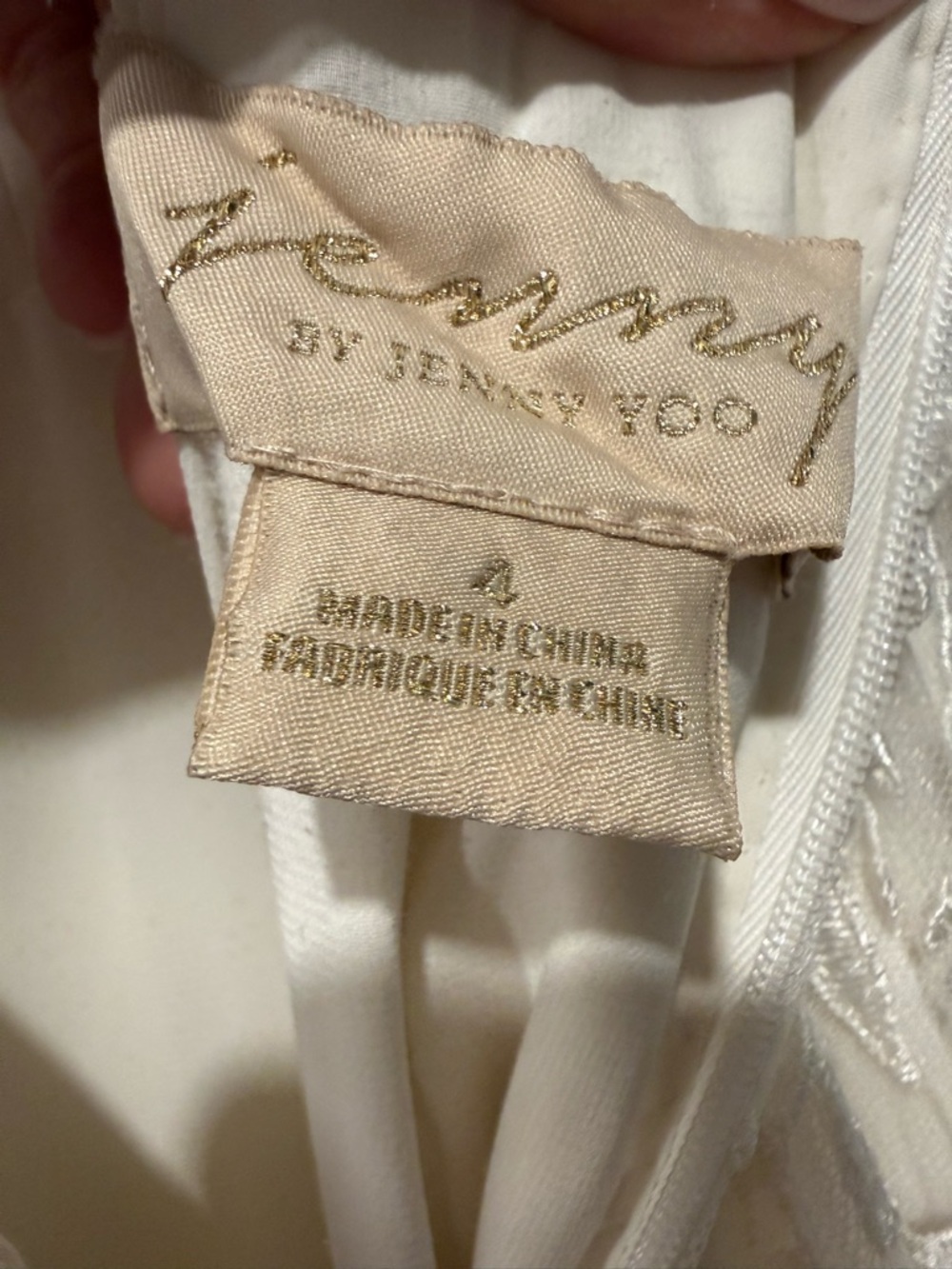 Jenny Yoo Cream Lace V-Neck A-Line Wedding Gown - Picture 3 of 3